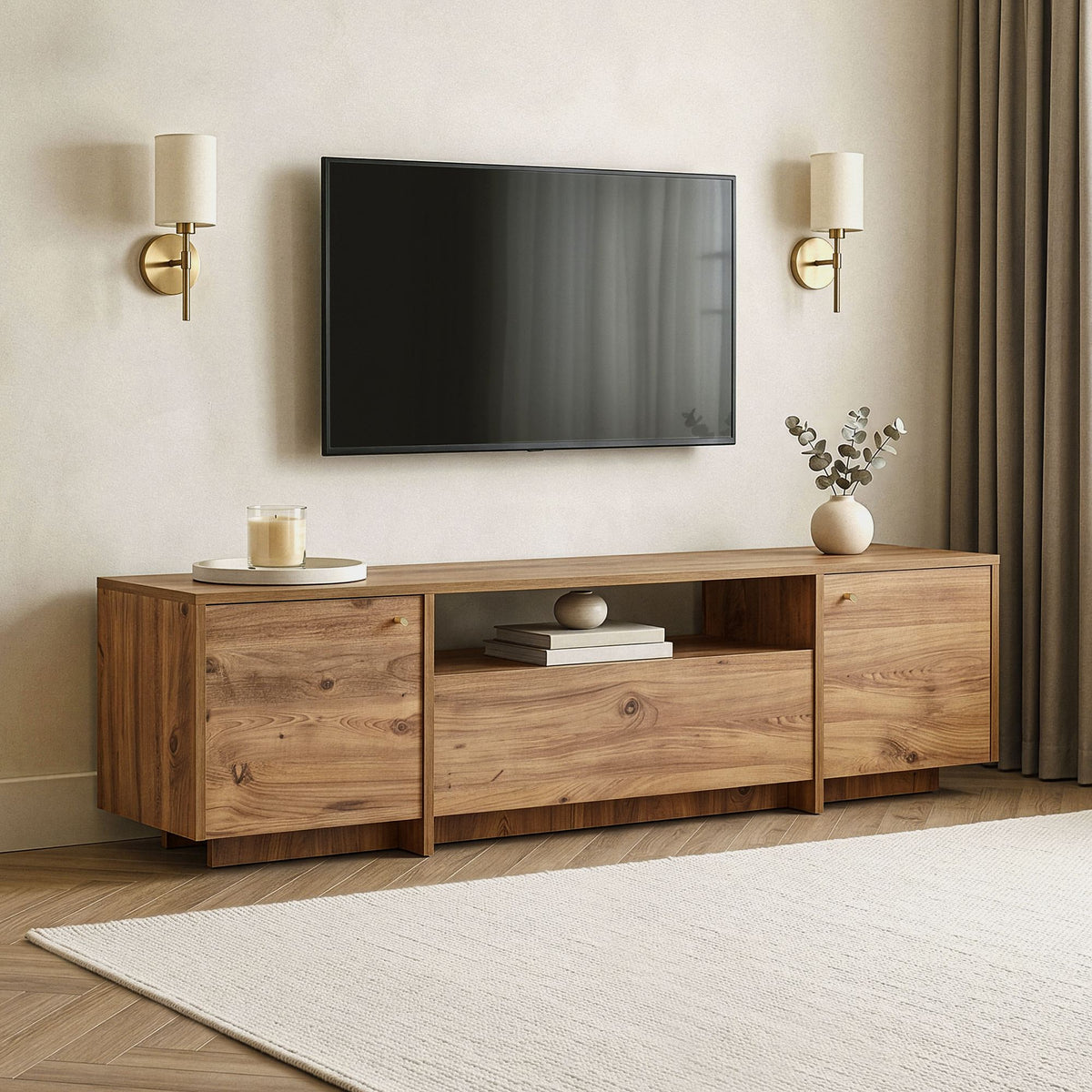 Έπιπλο Τηλεόρασης Gialiskari Ατλαντικό Πεύκο 180x35x46 εκ. Μελαμίνης