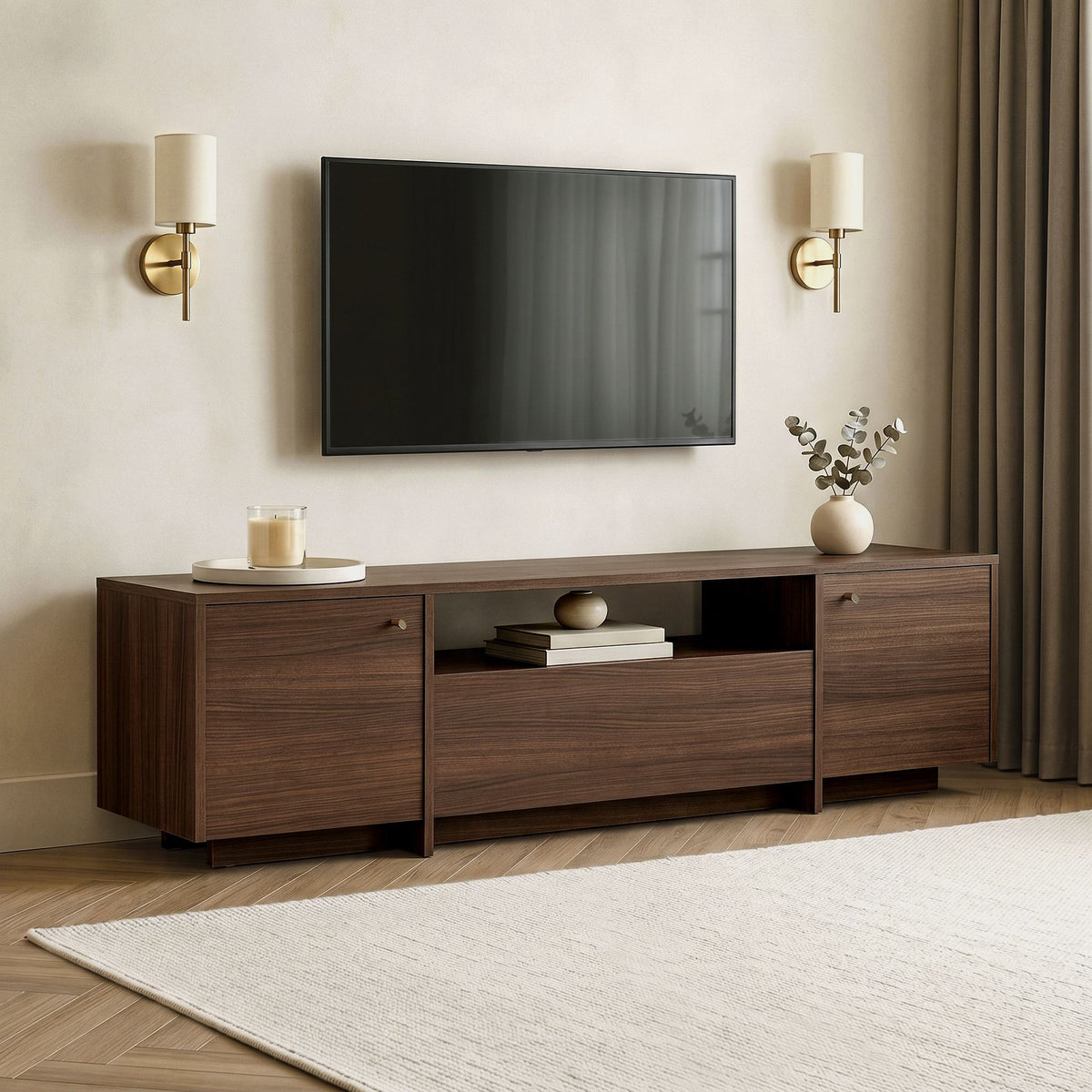 Έπιπλο Τηλεόρασης Gialiskari Καρυδί 180x35x46 εκ. Μελαμίνης