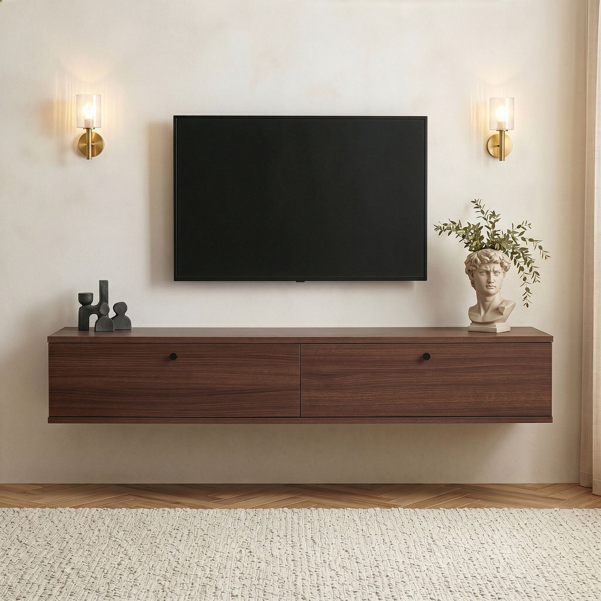 Έπιπλο Τηλεόρασης Valsamata Καρυδί Milano 160x25x25 εκ. Μελαμίνης
