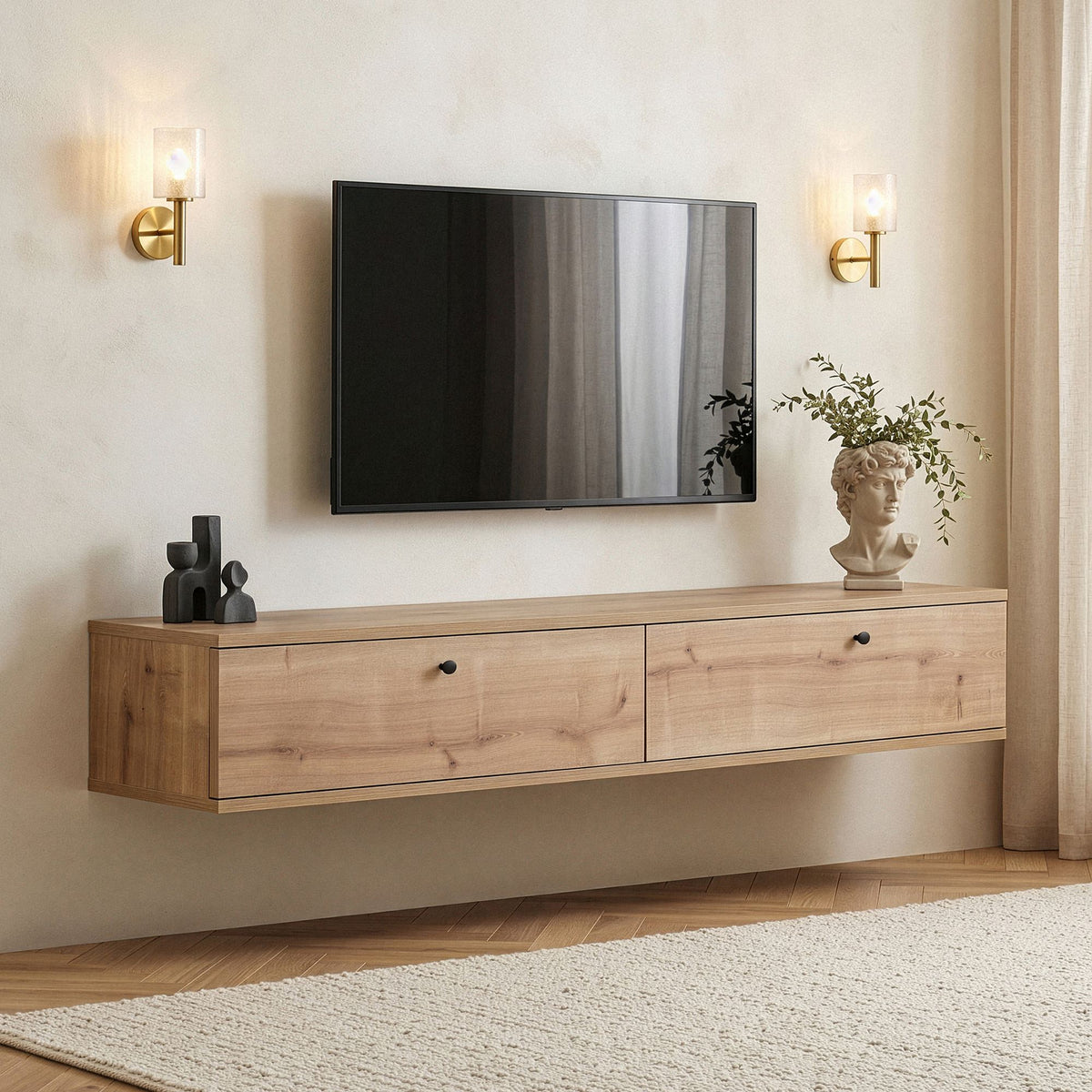 Έπιπλο Τηλεόρασης Valsamata Δρυς Sapphire 160x25x25 εκ. Μελαμίνης