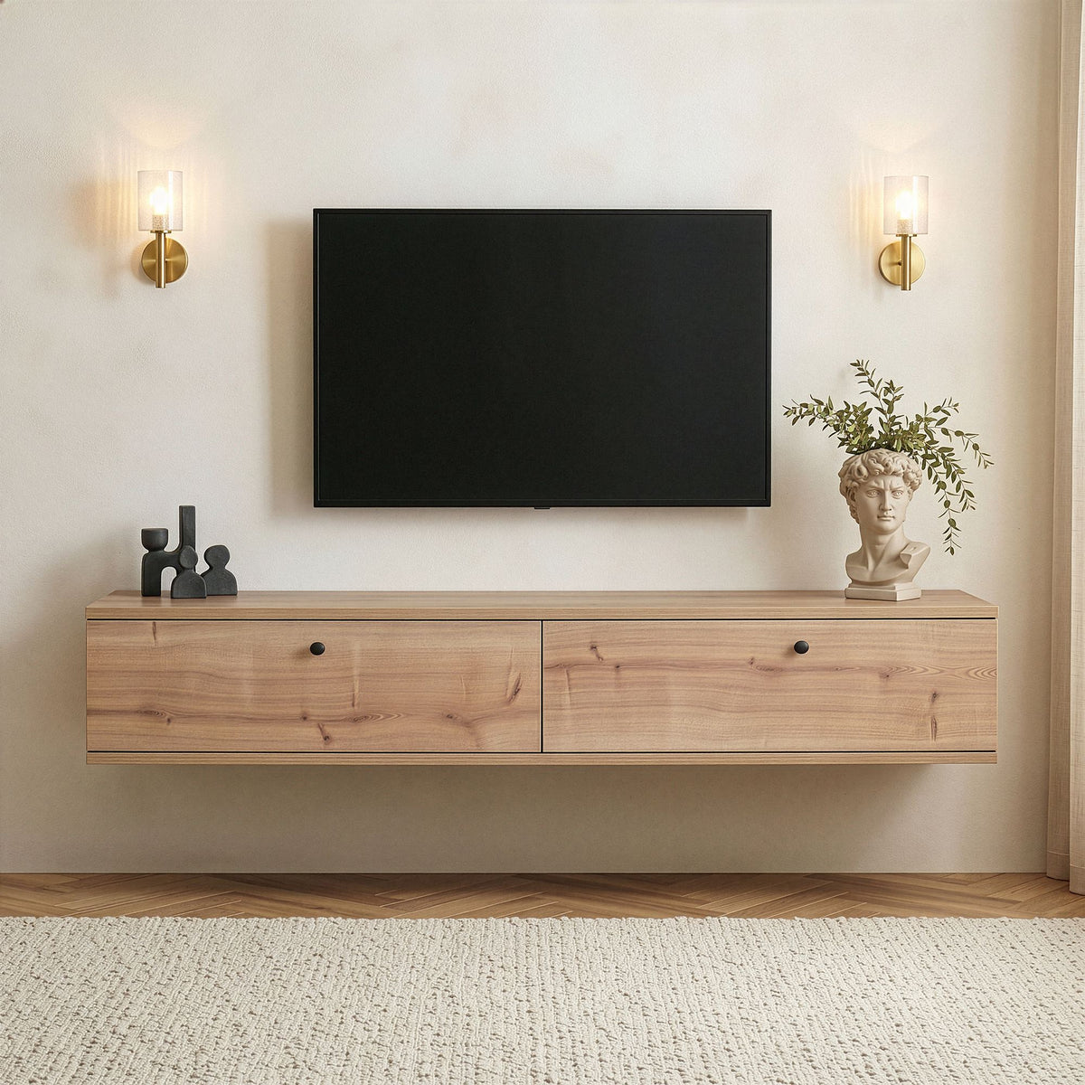 Έπιπλο Τηλεόρασης Valsamata Δρυς Sapphire 160x25x25 εκ. Μελαμίνης