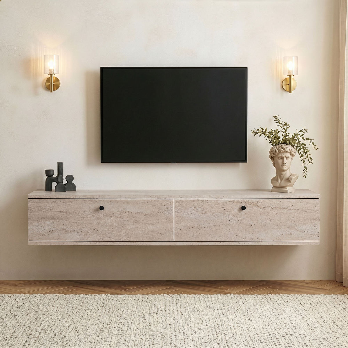 Έπιπλο Τηλεόρασης Valsamata Travertine 160x25x25 εκ. Μελαμίνης