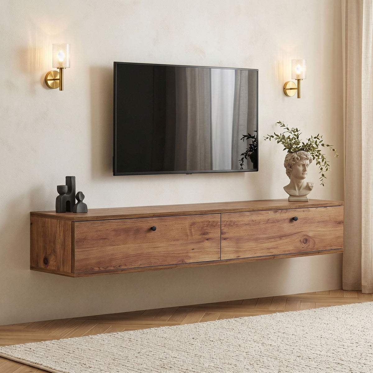 Έπιπλο Τηλεόρασης Valsamata Ατλαντικό Πεύκο 160x25x25 εκ. Μελαμίνης