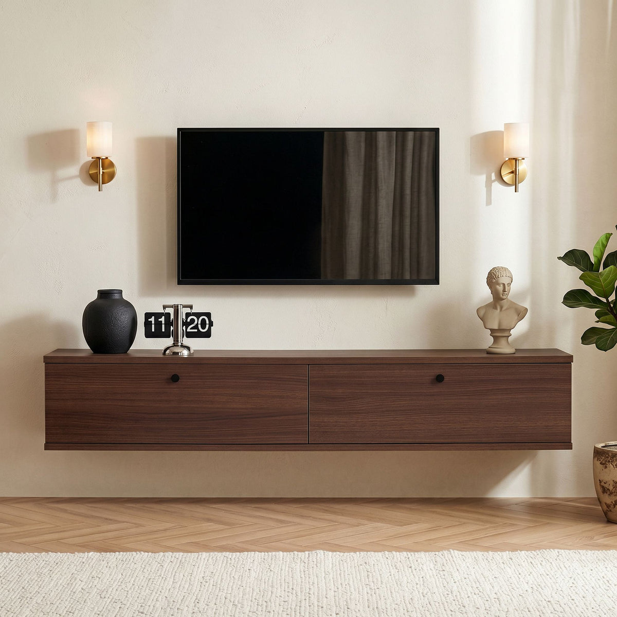 Έπιπλο Τηλεόρασης Tzia Καρυδί Milano 140x25x25 εκ. Μελαμίνης