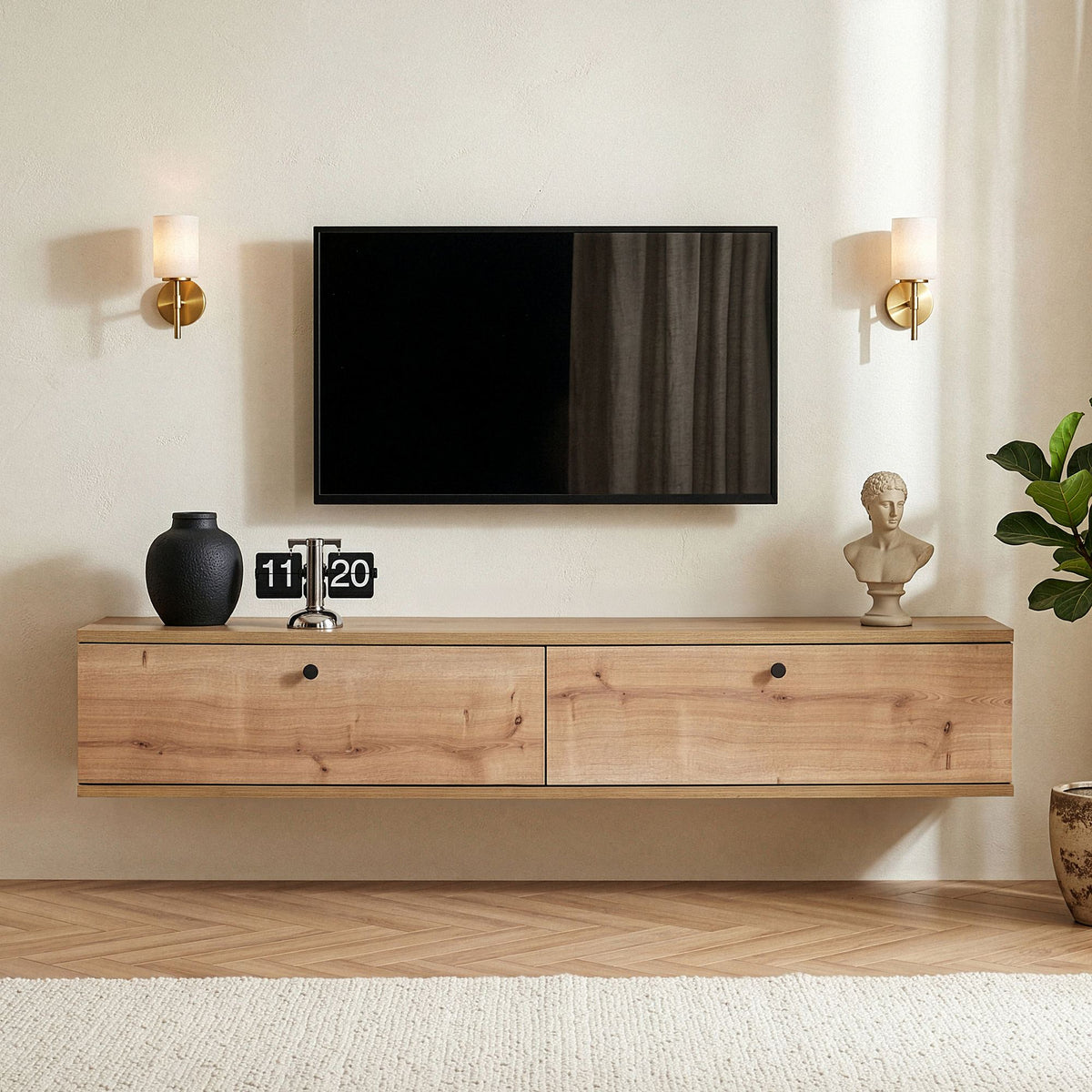 Έπιπλο Τηλεόρασης Tzia Δρυς Sapphire 140x25x25 εκ. Μελαμίνης