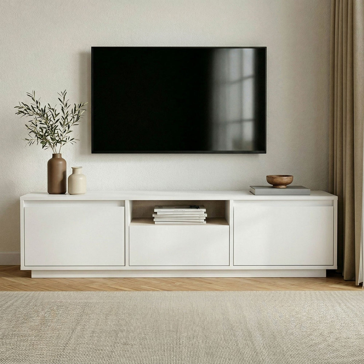 Έπιπλο Τηλεόρασης Glyfada Φυσικό Λευκό 160x30x42 εκ. Μελαμίνης