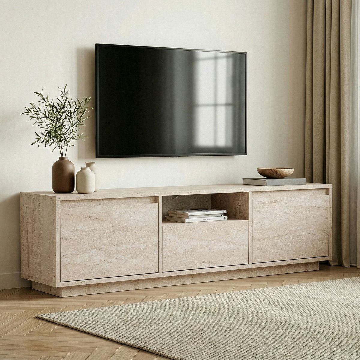 Έπιπλο Τηλεόρασης Glyfada Travertine 160x30x42 εκ. Μελαμίνης
