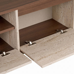 Έπιπλο Τηλεόρασης Glyfada Travertine - Καρυδί Milano 160x30x42 εκ. Μελαμίνης