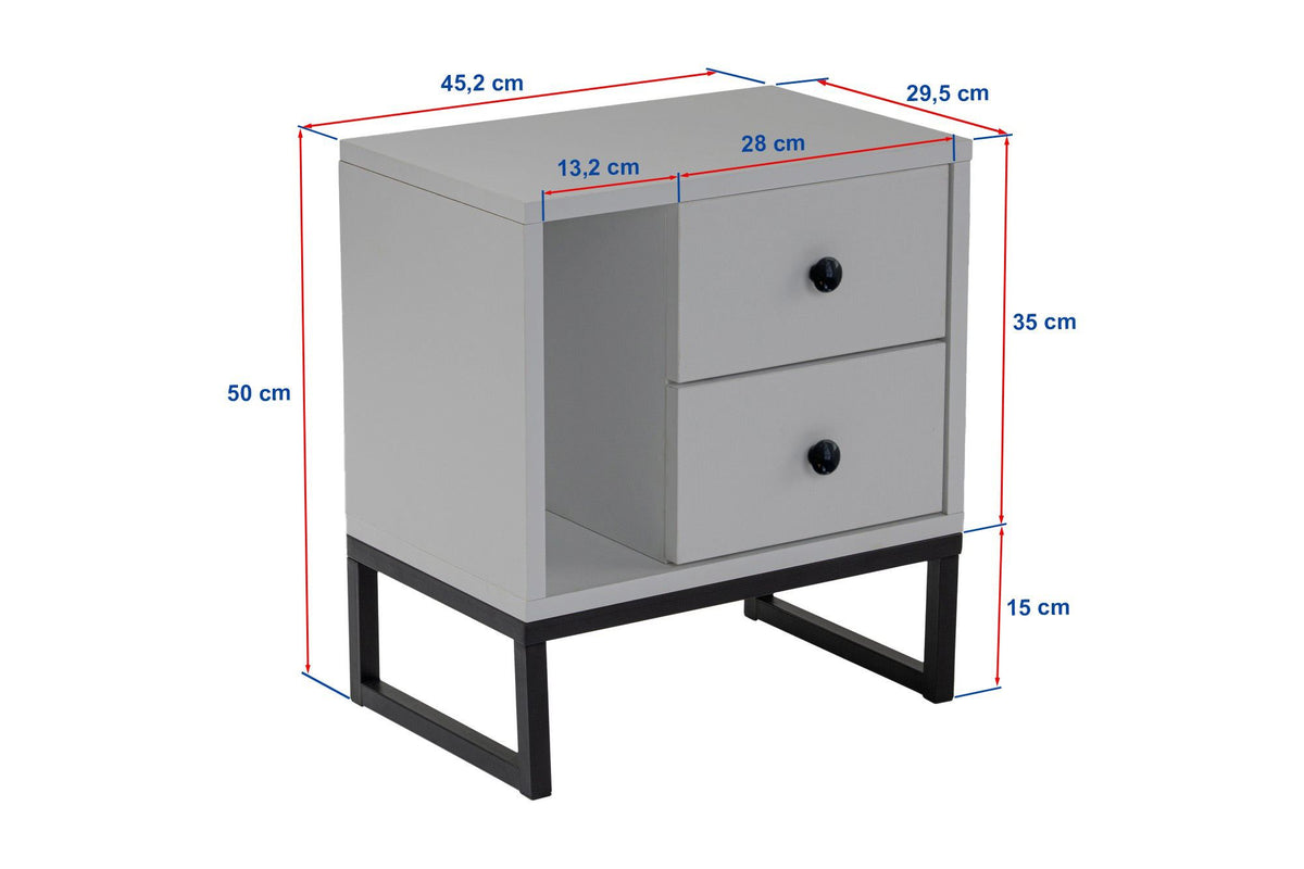 Κομοδίνο Anafiotika Μάρμαρο Fressia - Μαύρο 45x30x50 εκ. Μελαμίνης