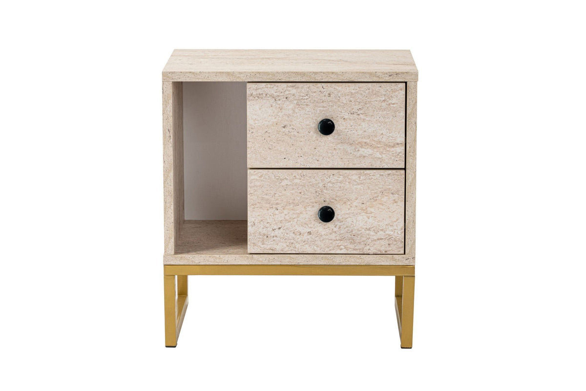 Κομοδίνο Anafiotika Travertine - Χρυσό 45x30x50 εκ. Μελαμίνης