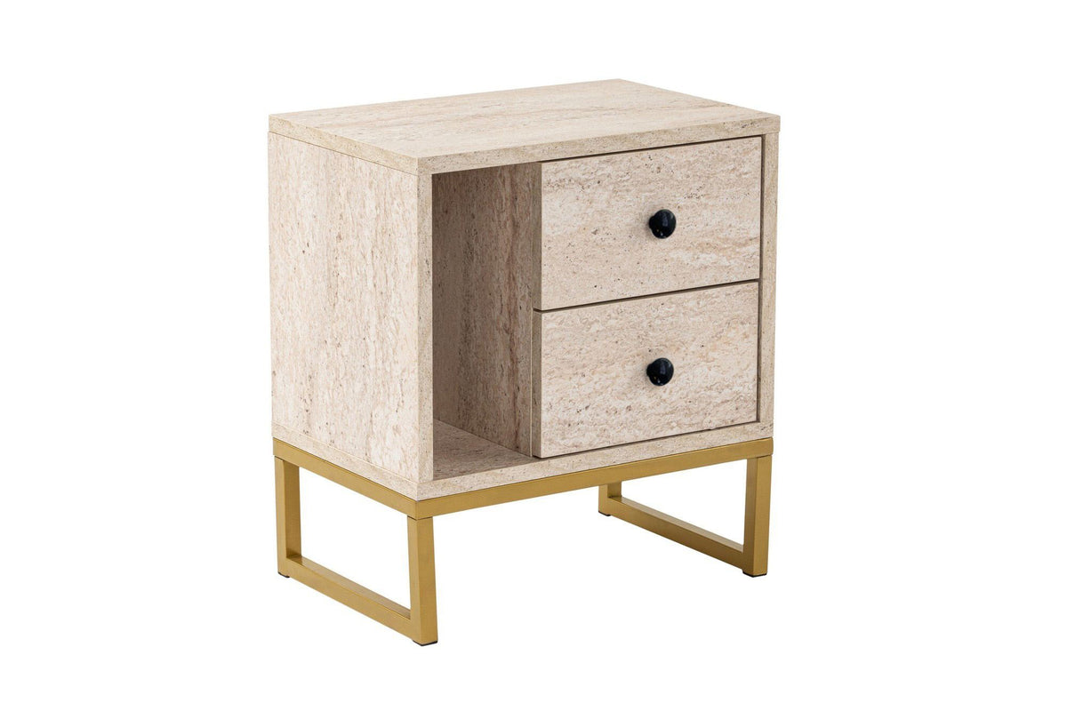 Κομοδίνο Anafiotika Travertine - Χρυσό 45x30x50 εκ. Μελαμίνης