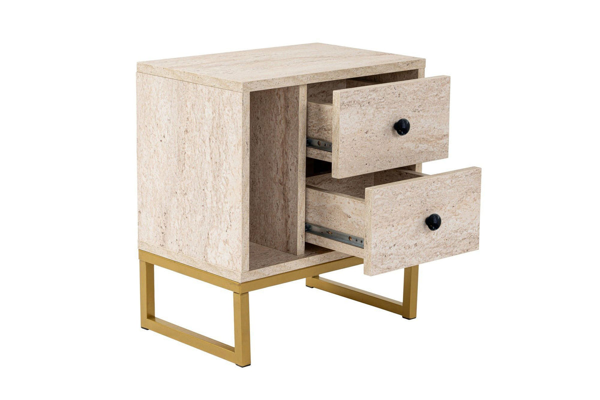 Κομοδίνο Anafiotika Travertine - Χρυσό 45x30x50 εκ. Μελαμίνης
