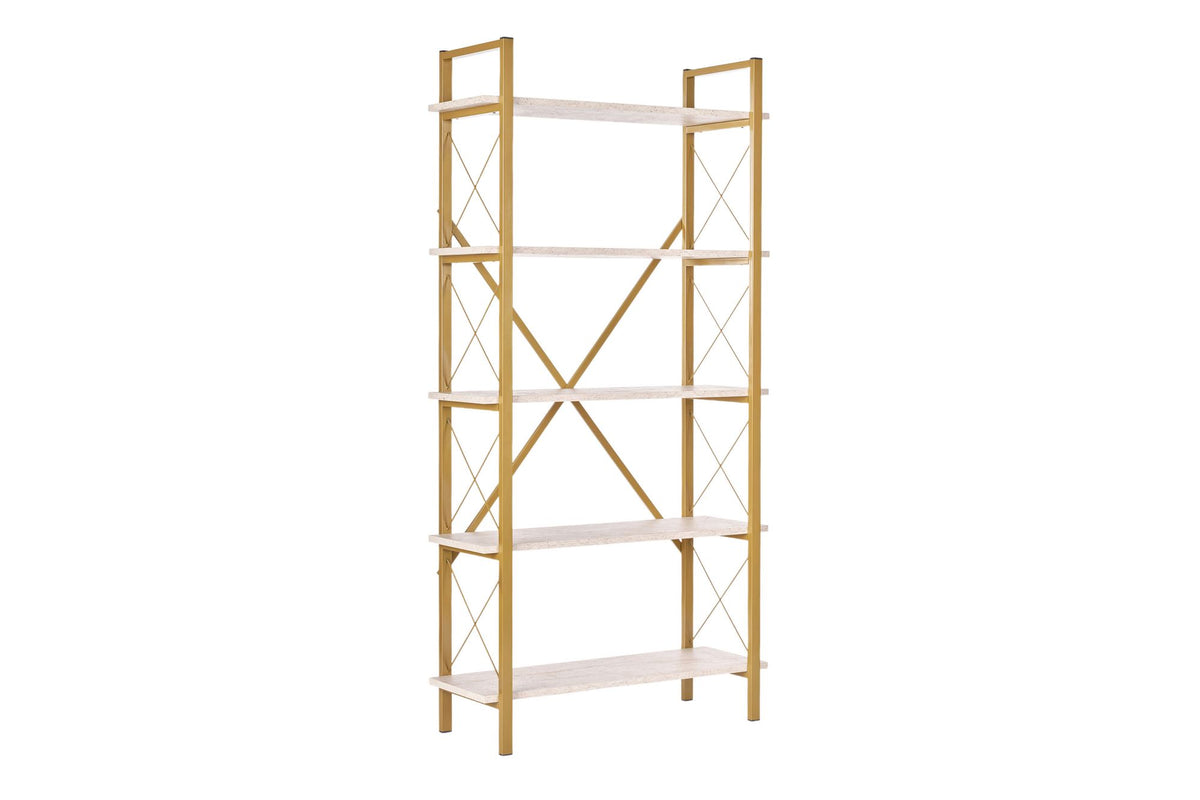 Βιβλιοθήκη Aedipsos Travertine - Χρυσό 90x34x180 εκ. Μελαμίνης