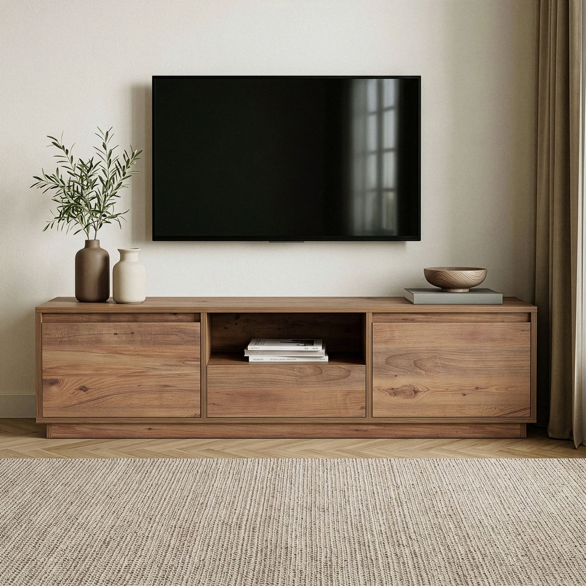 Έπιπλο Τηλεόρασης Kastraki Ατλαντικό Πεύκο 160x30x42 εκ. Μελαμίνης