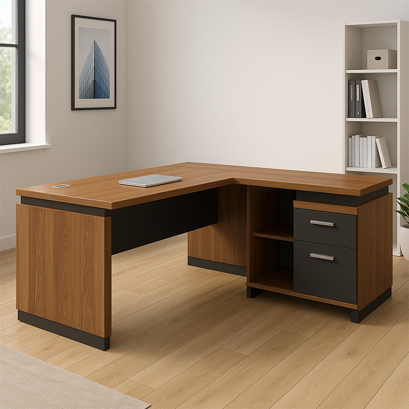 Γραφείο επαγγελματικό αναστρέψιμο Oscar  καρυδί-ανθρακί 180x170x76εκ - Image 2