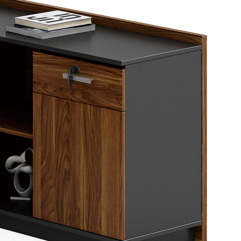 Γραφείο επαγγελματικό με δεξιά γωνία Oscar  καρυδί-ανθρακί 220x180x76εκ - Pakobazaar