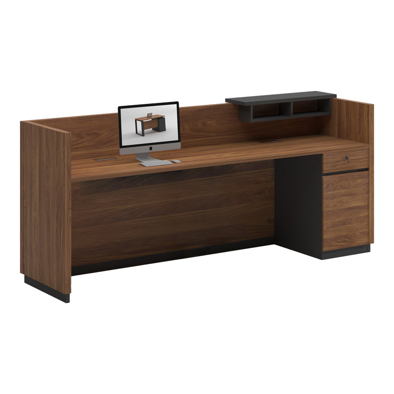 Γραφείο reception επαγγελματικό Oscar  καρυδί-ανθρακί 180x65x110εκ - Pakobazaar