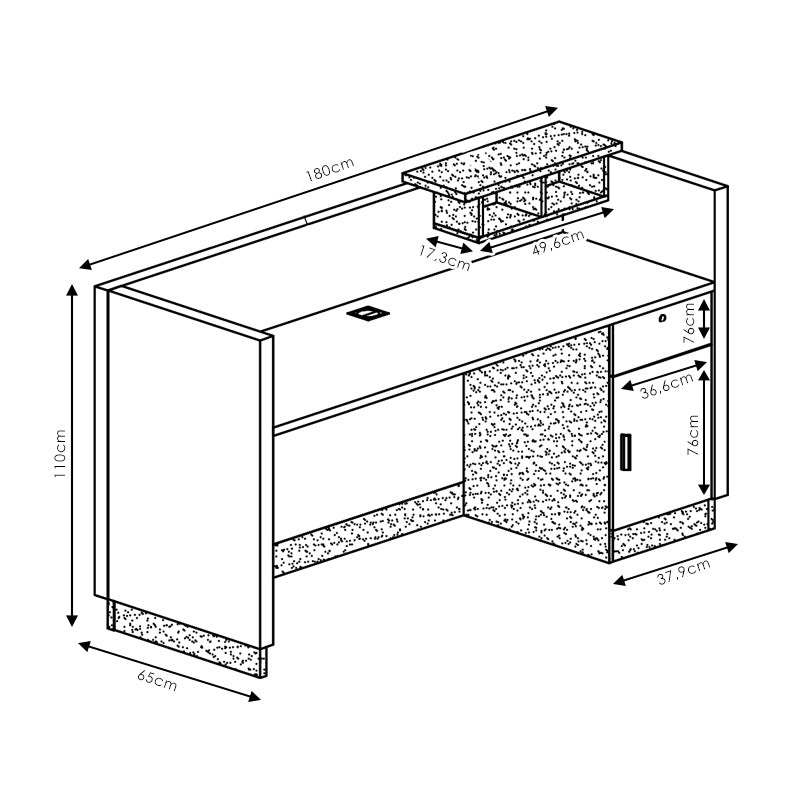 Γραφείο reception επαγγελματικό Oscar  καρυδί-ανθρακί 180x65x110εκ - Pakobazaar