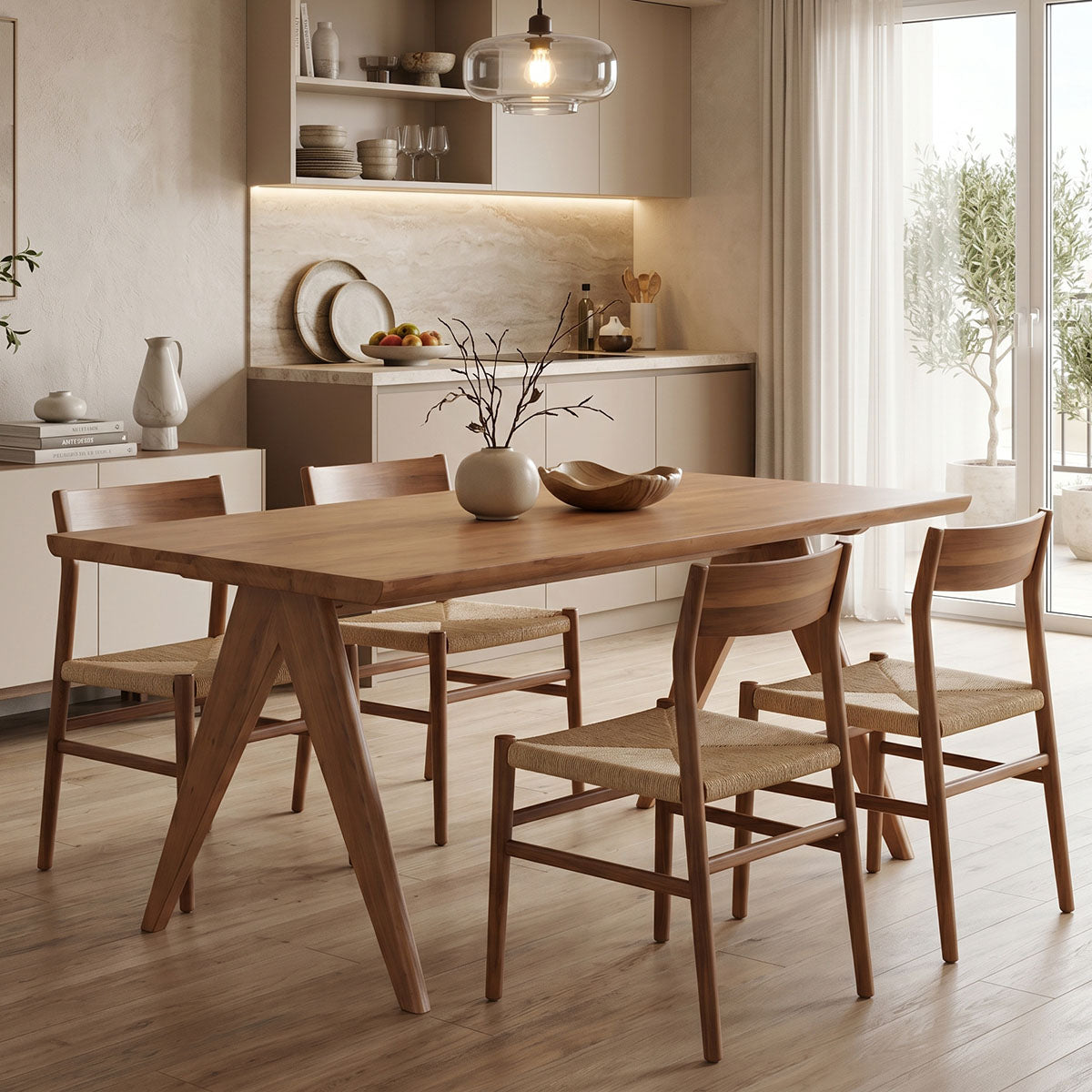 Τραπέζι Winslow  ξύλο rubberwood ανοικτό καρυδί 160x85x75εκ - Pakobazaar