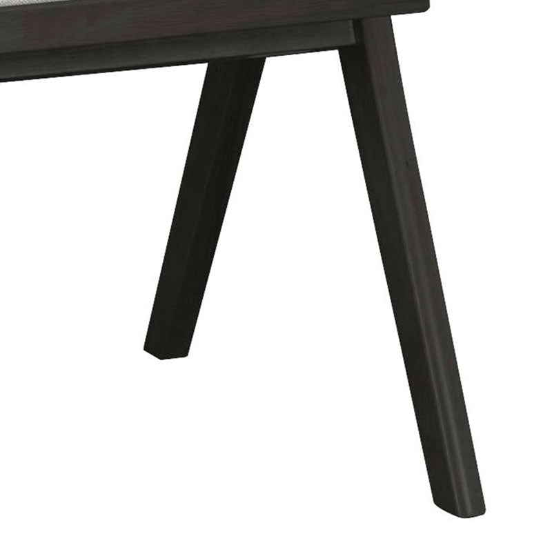 Πολυθρόνα Winslow  ξύλο rubberwood μαύρο-pvc rattan φυσικό-ύφασμα γκρι - Pakobazaar