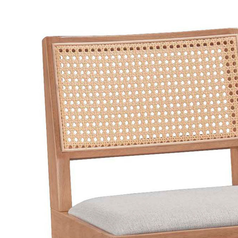 Σκαμπό bar Winslow  ξύλο rubberwood ανοικτό καρυδί-pvc rattan φυσικό-ύφασμα γκρι 44.5x46x98εκ - Image 3