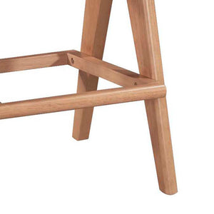 Σκαμπό bar Winslow  ξύλο rubberwood ανοικτό καρυδί-pvc rattan φυσικό-ύφασμα γκρι 44.5x46x98εκ - Image 4