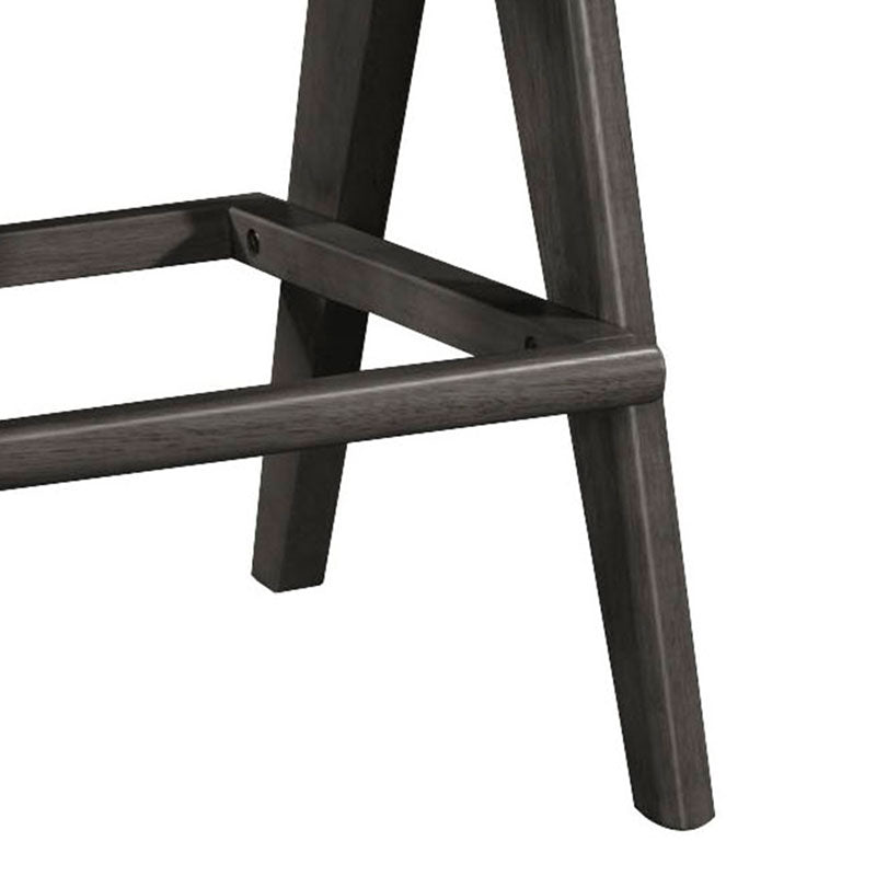 Σκαμπό bar Winslow  ξύλο rubberwood μαύρο-pvc rattan φυσικό-ύφασμα γκρι 44.5x46x98εκ - Image 3