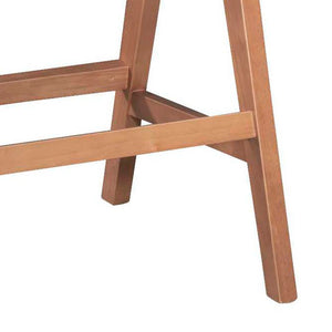 Σκαμπό bar Winslow  ξύλο rubberwood ανοικτό καρυδί-pvc rattan φυσικό-ύφασμα γκρι - Pakobazaar