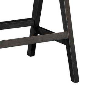 Σκαμπό bar Winslow  ξύλο rubberwood μαύρο-pvc rattan φυσικό-ύφασμα γκρι - Pakobazaar