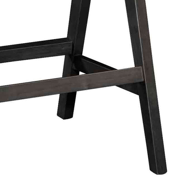 Σκαμπό bar Winslow  ξύλο rubberwood μαύρο-pvc rattan φυσικό-ύφασμα γκρι - Pakobazaar
