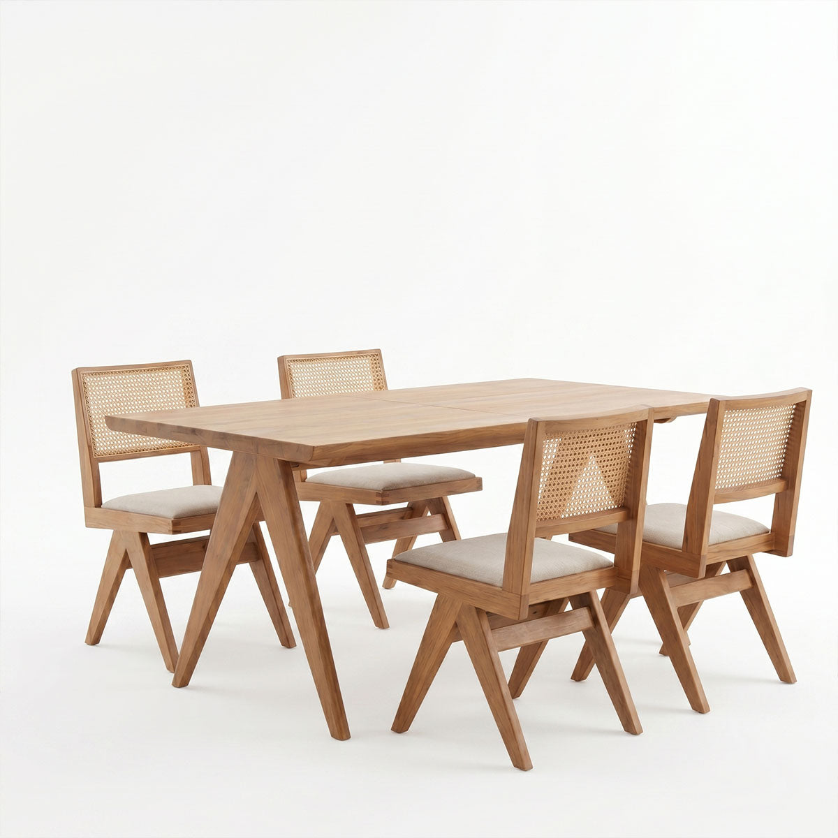 Τραπεζαρία Winslow  σετ 5τεμ ξύλο rubberwood ανοιχτό καρυδί 160x85x75εκ - Pakobazaar