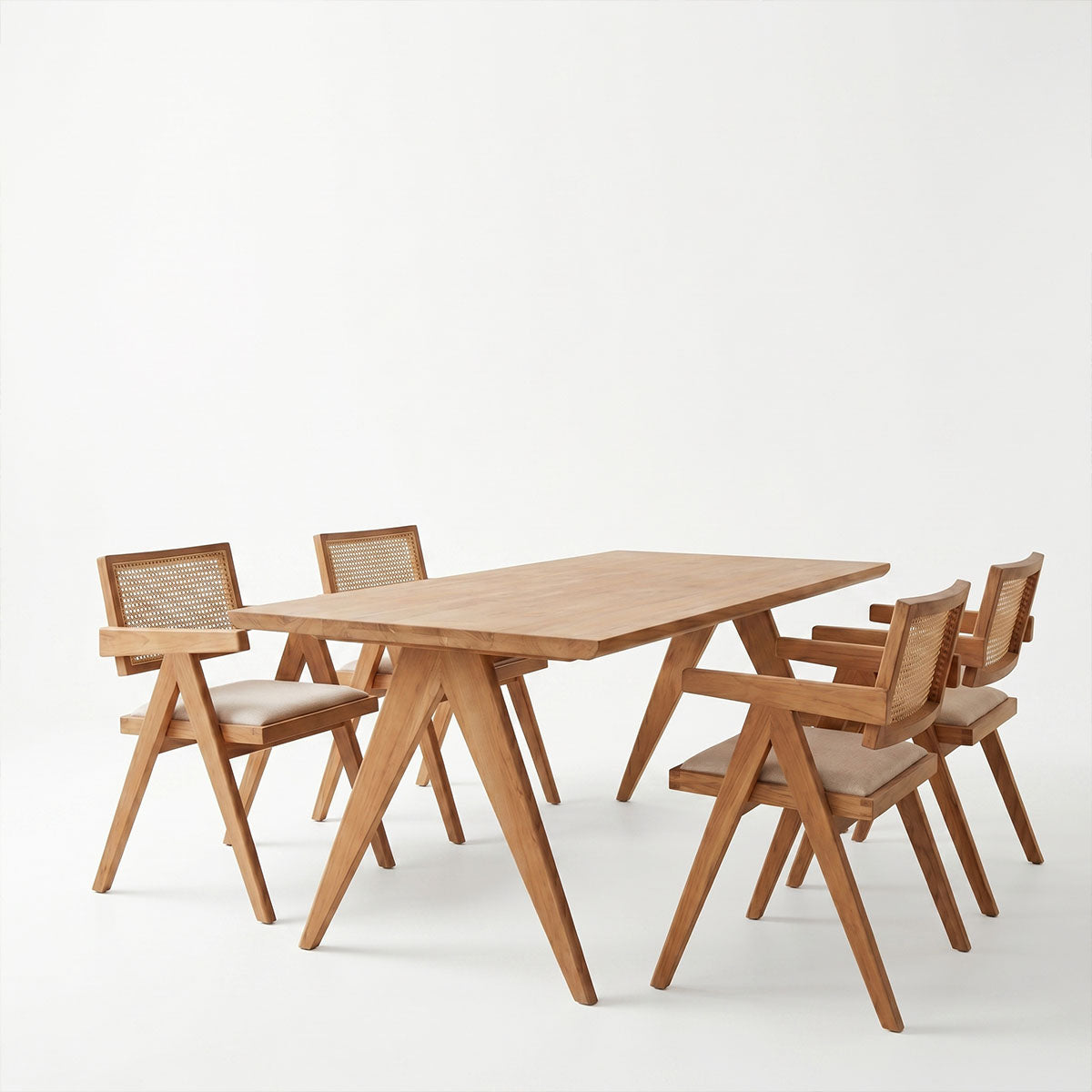 Τραπεζαρία Winslow Ι  σετ 5τεμ ξύλο rubberwood ανοιχτό καρυδί 160x85x75εκ - Pakobazaar
