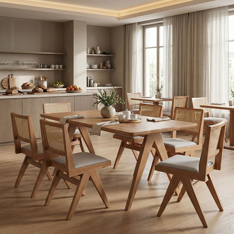 Τραπέζι Winslow  ξύλο rubberwood σε ανοιχτό καρυδί χρώμα 200x100x75εκ - Pakobazaar