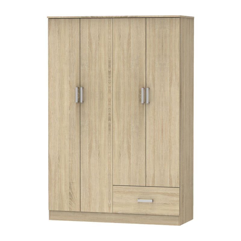 Ντουλάπα ρούχων τετράφυλλη Karter  sonoma μελαμίνης 121x48x180εκ - Pakobazaar