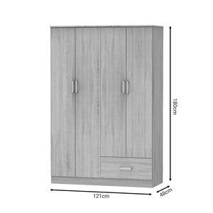 Ντουλάπα ρούχων τετράφυλλη Karter  sonoma μελαμίνης 121x48x180εκ - Pakobazaar