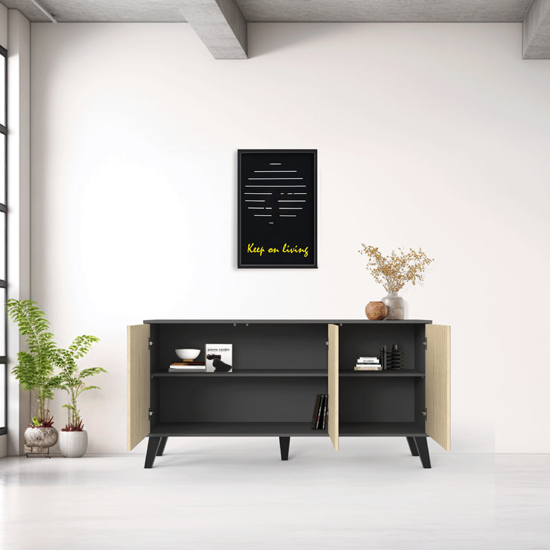 Μπουφές Billie  ανθρακί-sonoma 149x40x77εκ - Pakobazaar