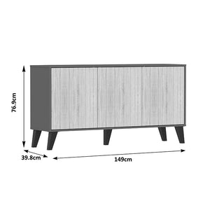 Μπουφές Billie  ανθρακί-sonoma 149x40x77εκ - Pakobazaar