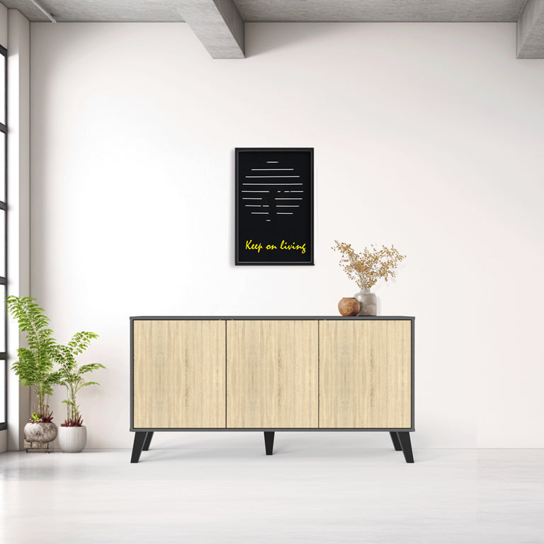 Μπουφές Billie  ανθρακί-sonoma 149x40x77εκ - Pakobazaar
