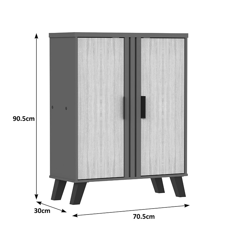 Παπουτσοθήκη-ντουλάπι Shoby  sonoma-ανθρακί 70.5x30x91εκ - Pakobazaar