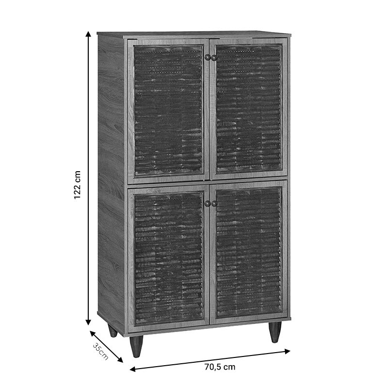 Παπουτσοθήκη-ντουλάπι Ronan  χρώμα καρυδί 70.5x35x122εκ - Pakobazaar