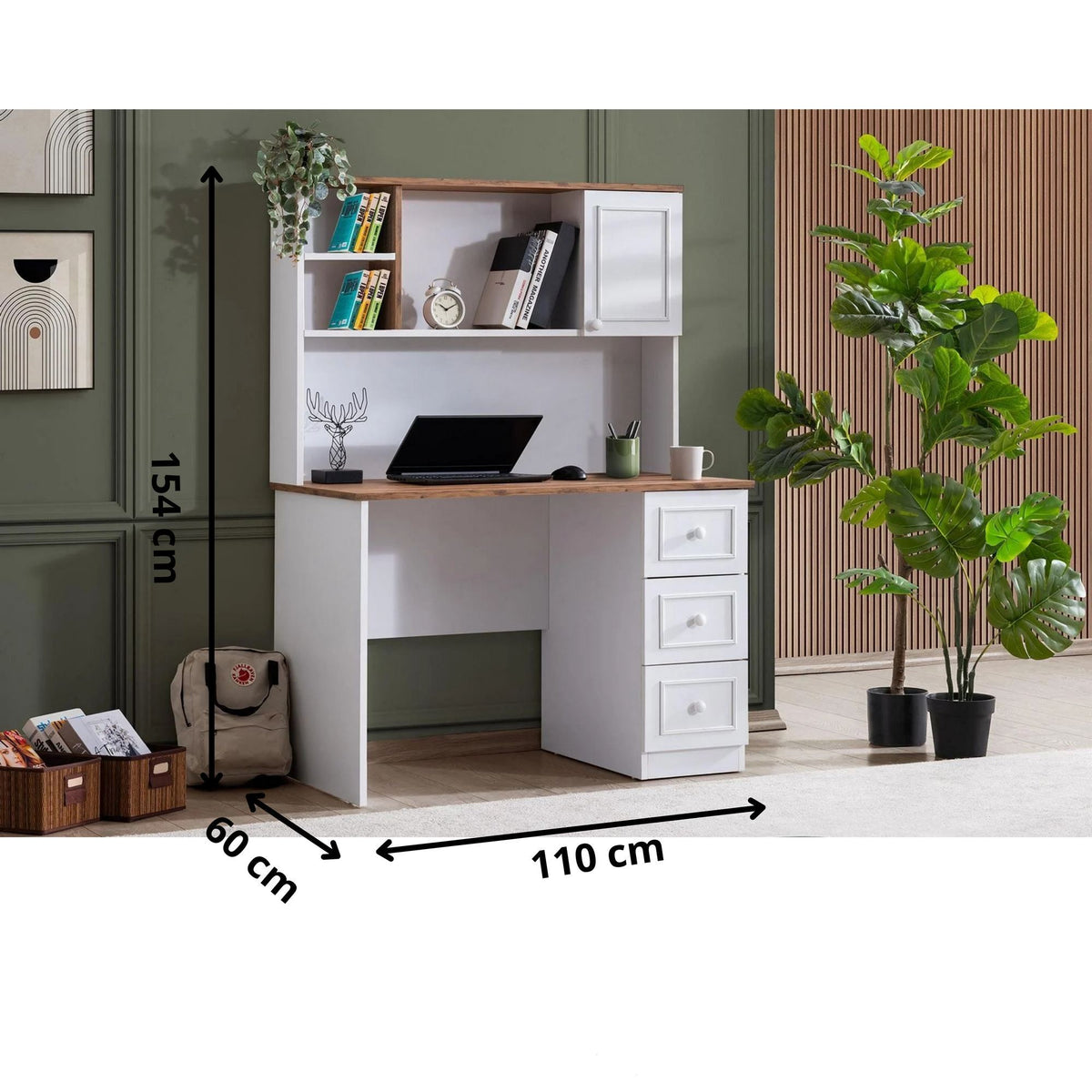 Γραφείο Dafnochori Λευκό 110x60x154 εκ. Μελαμίνης