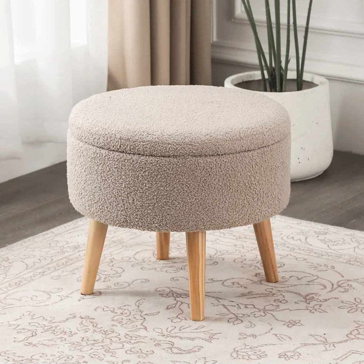 Πουφ Tersefanou Μπεζ - Wellsoft 45x45x44 εκ.