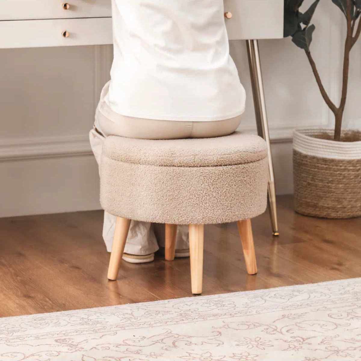 Πουφ Tersefanou Μπεζ - Wellsoft 45x45x44 εκ.