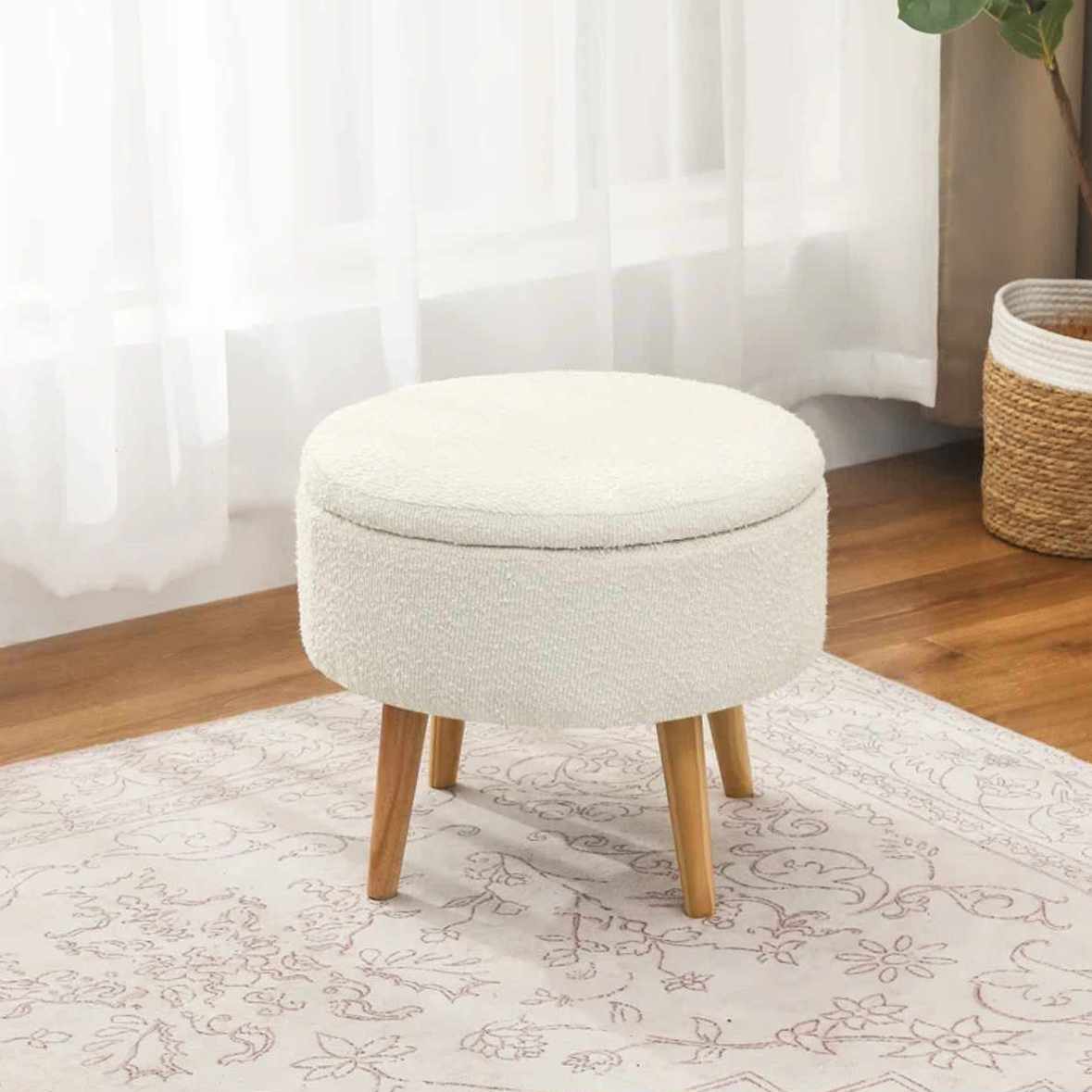 Πουφ Tersefanou Λευκό - Wellsoft 45x45x44 εκ.