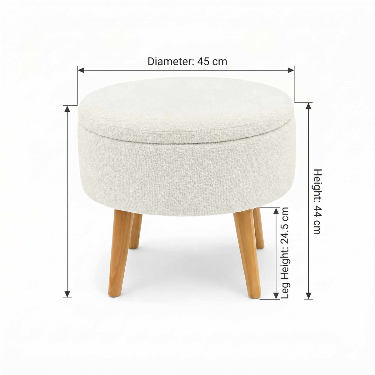 Πουφ Tersefanou Λευκό - Wellsoft 45x45x44 εκ.