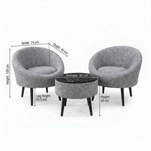 Σετ Πολυθρόνας & Τραπεζιού 3τμχ Kerkini Γκρι - Λινό 75x42x100 εκ.
