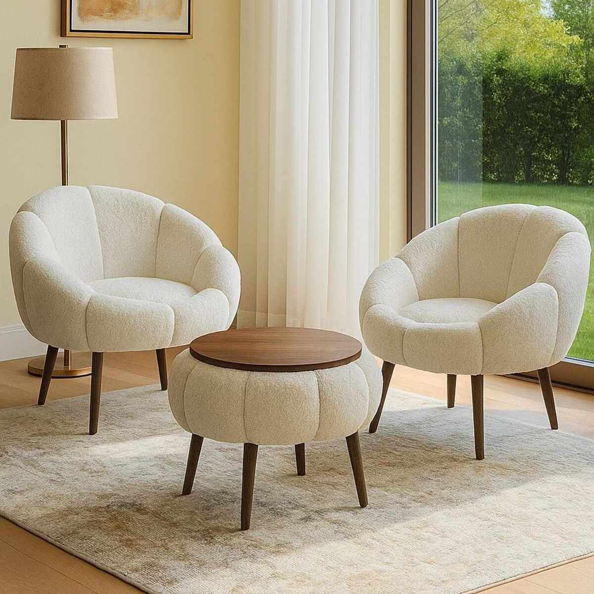Σετ Πολυθρόνας & Τραπεζιού 3τμχ Kerkini Λευκό - Wellsoft 75x42x100 εκ.