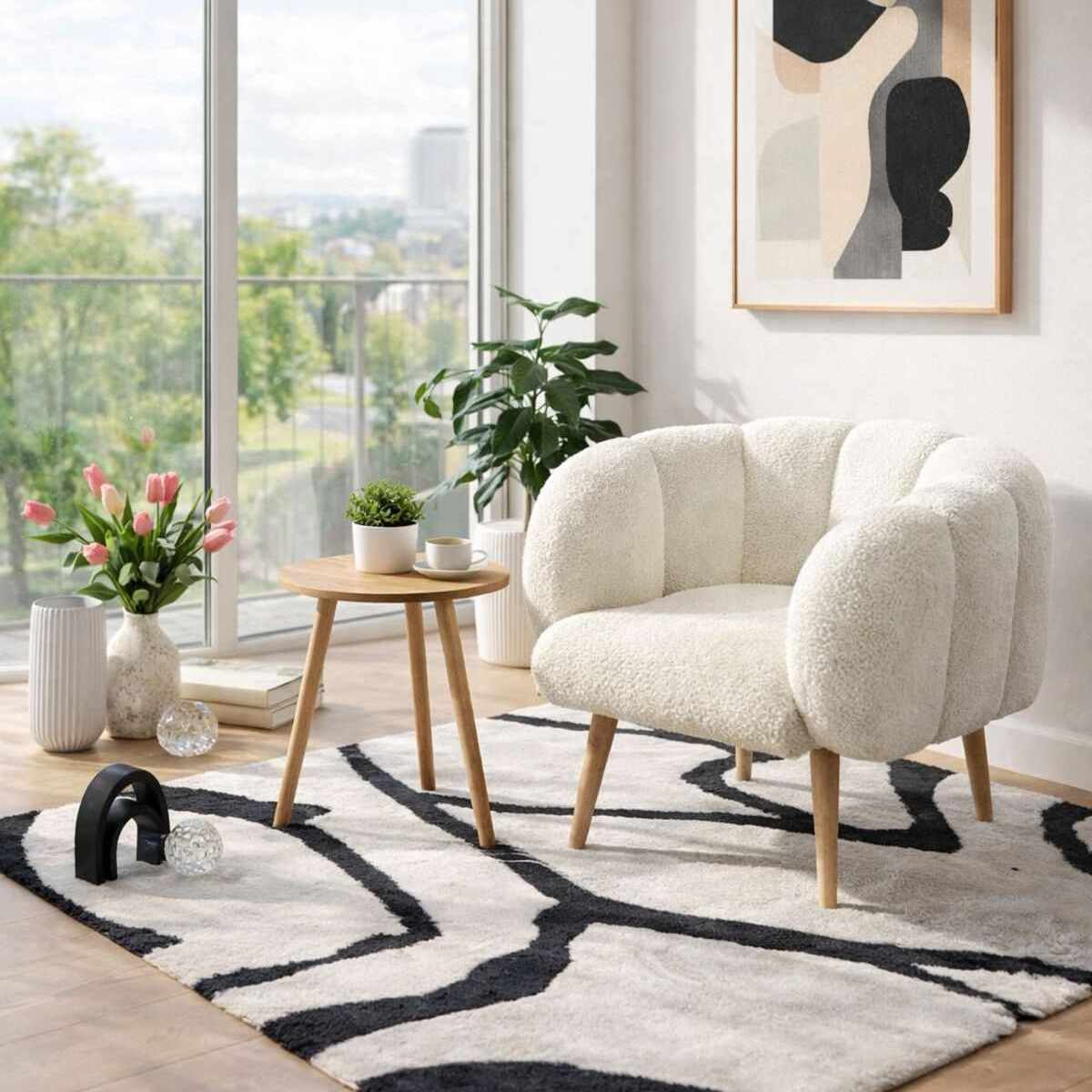 Σετ Πολυθρόνας & Τραπεζιού 2τμχ Keros Λευκό 70x42x94 εκ.