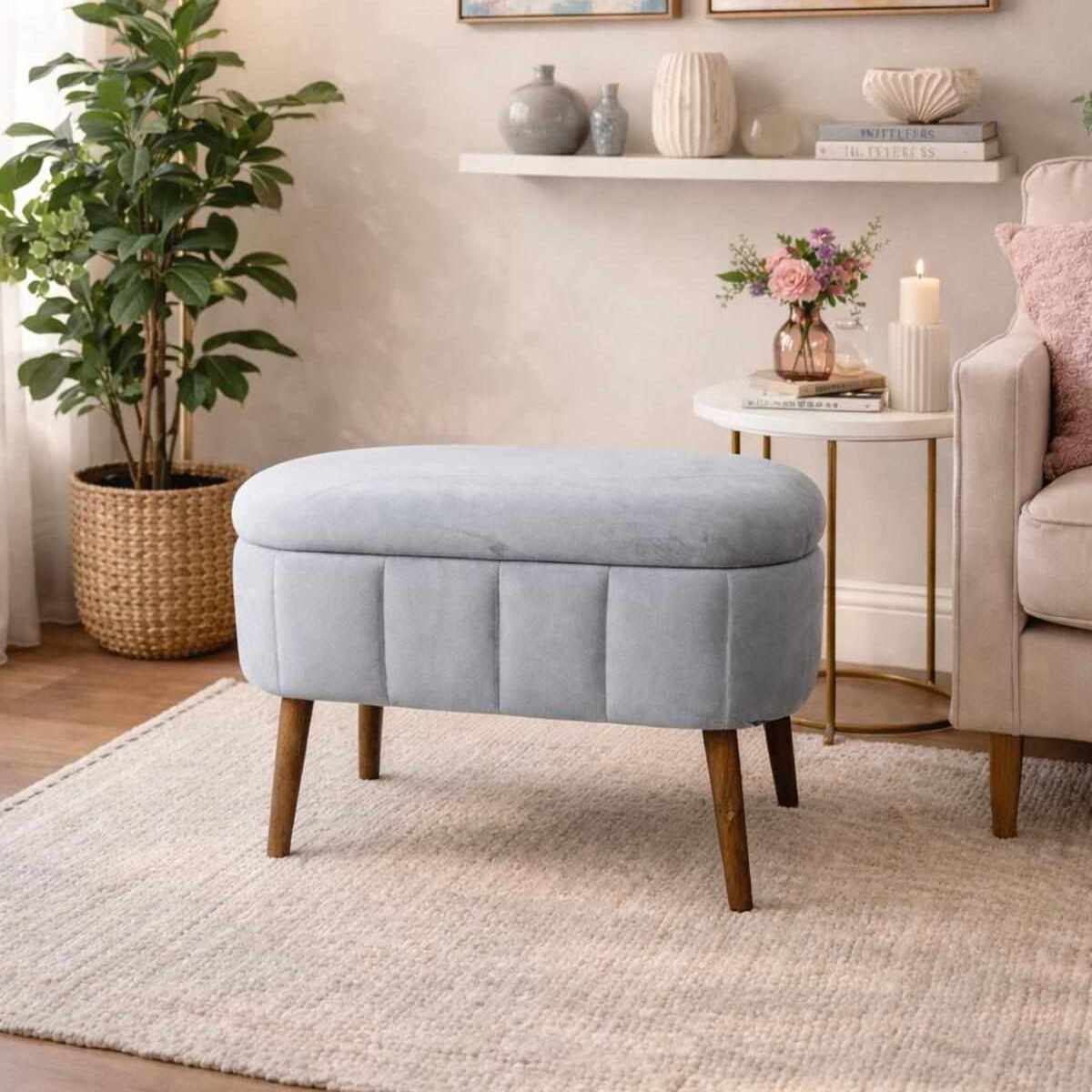 Πουφ Xylofagou Γκρι 60x35x46 εκ.