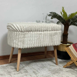 Πουφ Xylofagou Κρεμ Toscano - Λινό 60x35x46 εκ.